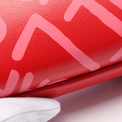 ココネージュ コンバーチブル ジップアラウンド サングラスケース チェーンショルダーバッグ レザー レッド ピンク シルバー金具 シャネル バッグ CHANEL