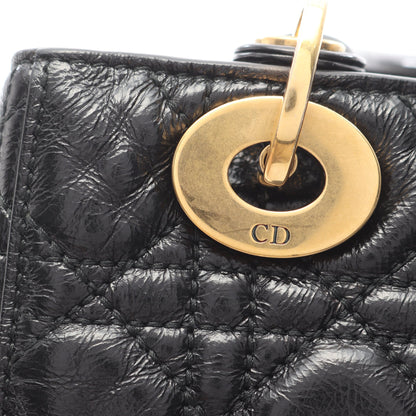 レディディオール スモール カナージュ ハンドバッグ レザー ブラック 2WAY クリスチャンディオール バッグ Christian Dior