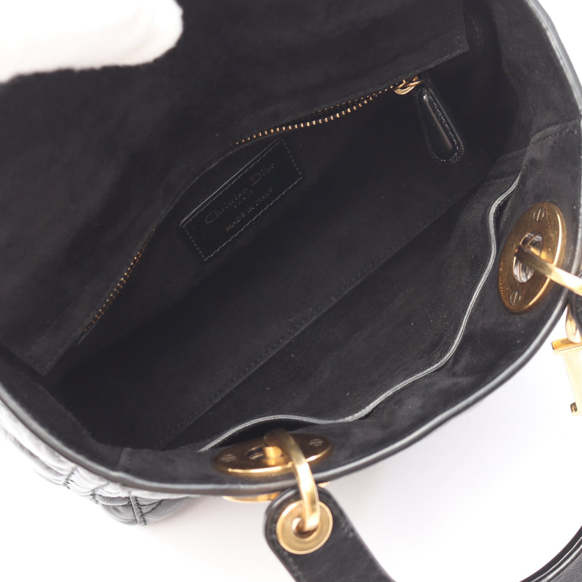 レディディオール スモール カナージュ ハンドバッグ レザー ブラック 2WAY クリスチャンディオール バッグ Christian Dior