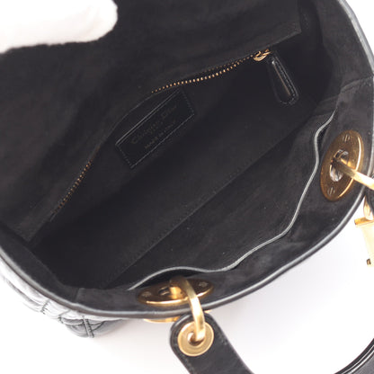レディディオール スモール カナージュ ハンドバッグ レザー ブラック 2WAY クリスチャンディオール バッグ Christian Dior