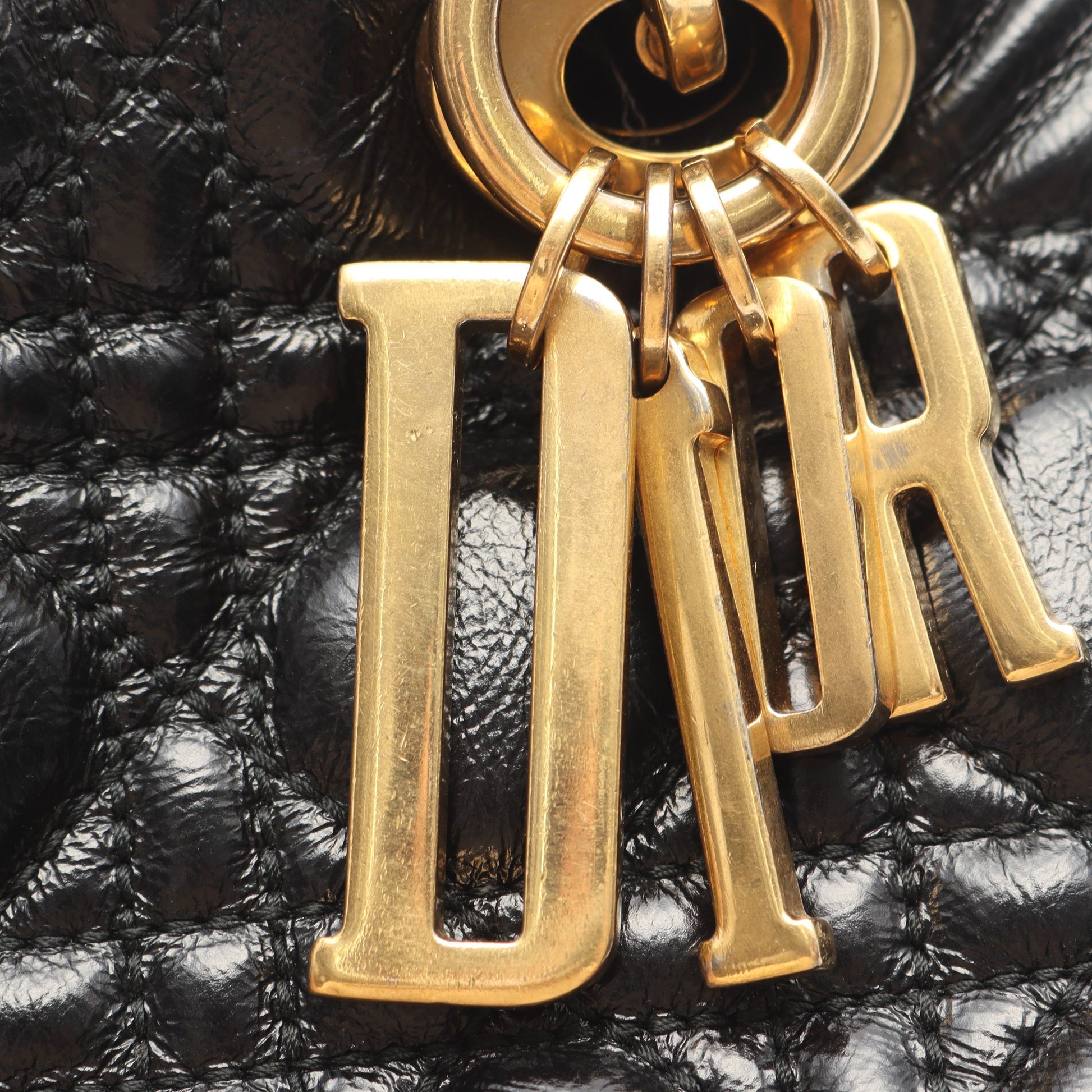 レディディオール スモール カナージュ ハンドバッグ レザー ブラック 2WAY クリスチャンディオール バッグ Christian Dior