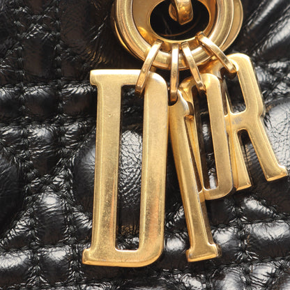 レディディオール スモール カナージュ ハンドバッグ レザー ブラック 2WAY クリスチャンディオール バッグ Christian Dior