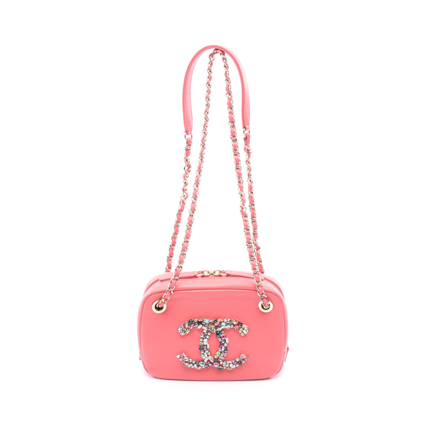 ココマーク チェーンショルダーバッグ レザー ピンク ゴールド金具 ビジュー シャネル バッグ CHANEL