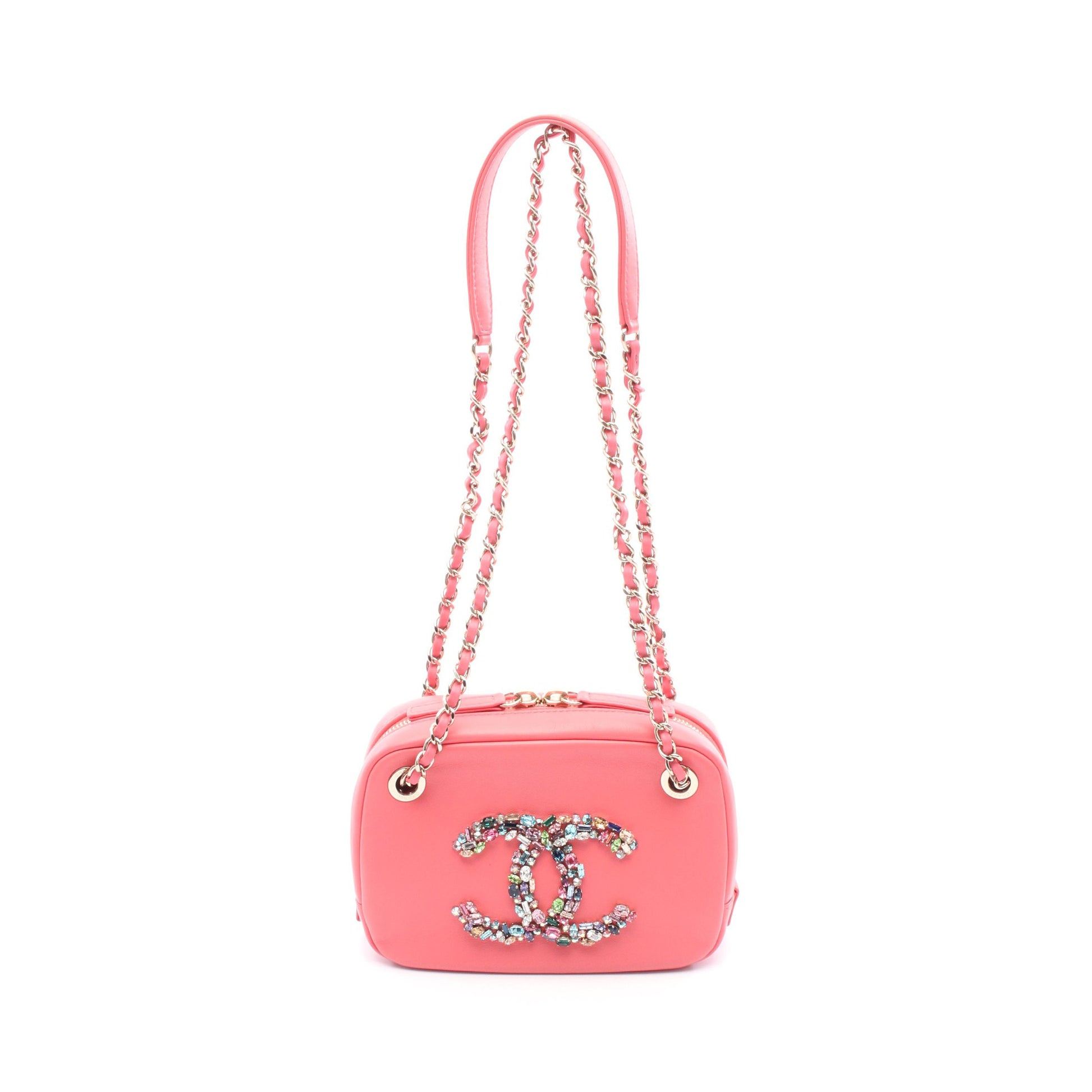 ココマーク チェーンショルダーバッグ レザー ピンク ゴールド金具 ビジュー シャネル バッグ CHANEL