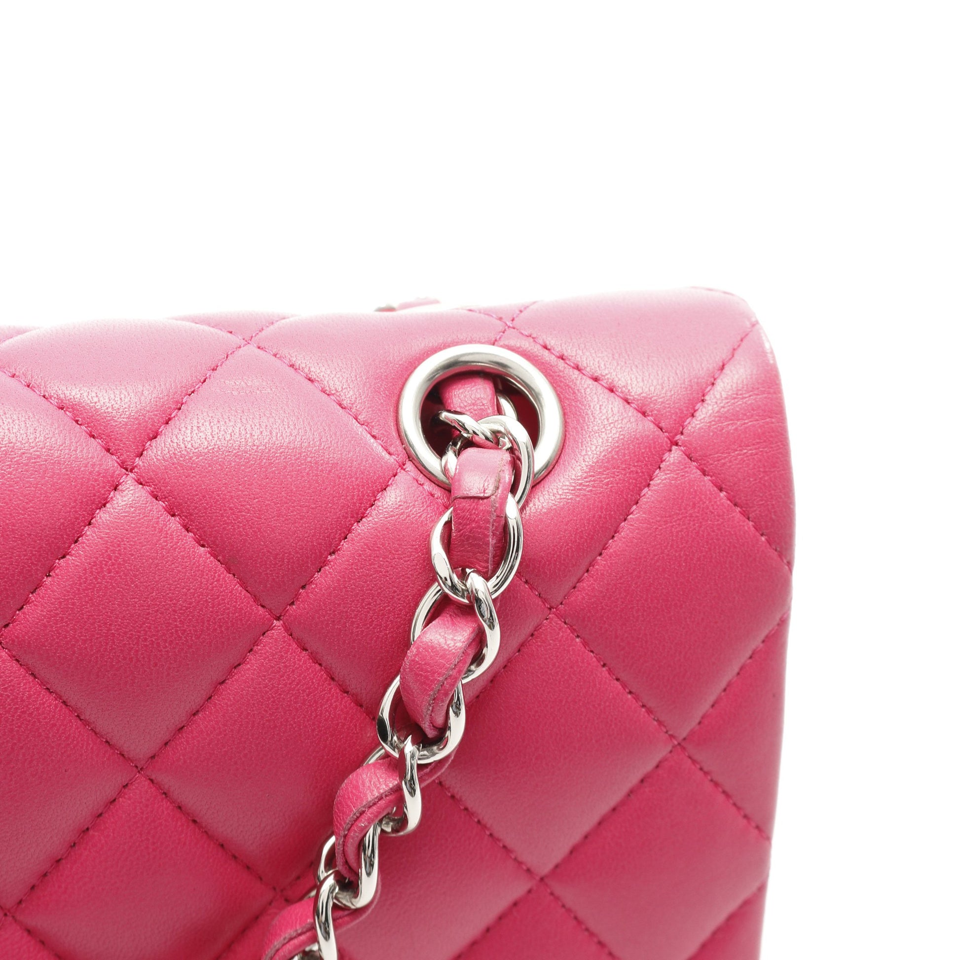 マトラッセ Wフラップ Wチェーンショルダーバッグ ラムスキン ピンク シルバー金具 シャネル バッグ CHANEL