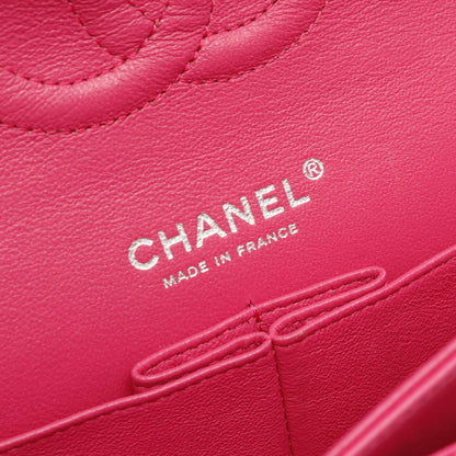 マトラッセ Wフラップ Wチェーンショルダーバッグ ラムスキン ピンク シルバー金具 シャネル バッグ CHANEL