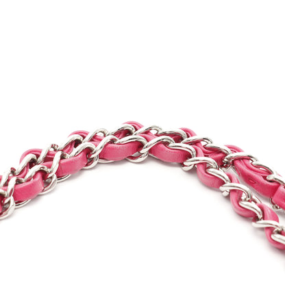 マトラッセ Wフラップ Wチェーンショルダーバッグ ラムスキン ピンク シルバー金具 シャネル バッグ CHANEL