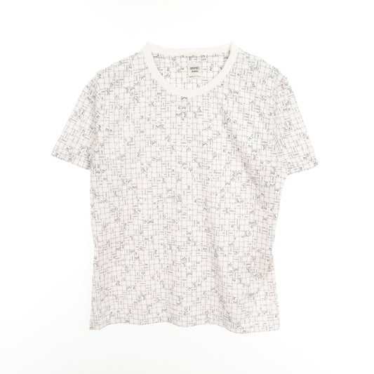 ボルデュックチェック Bolduc au Carre Tシャツ クルーネック コットン ホワイト エルメス トップス HERMES