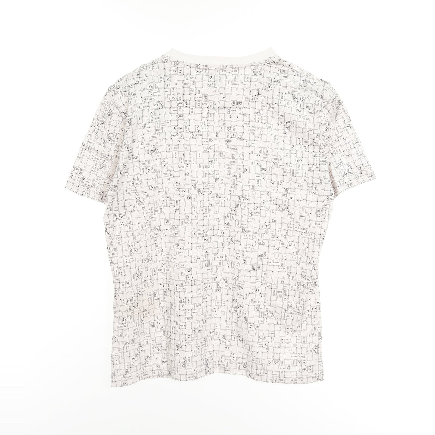 ボルデュックチェック Bolduc au Carre Tシャツ クルーネック コットン ホワイト エルメス トップス HERMES