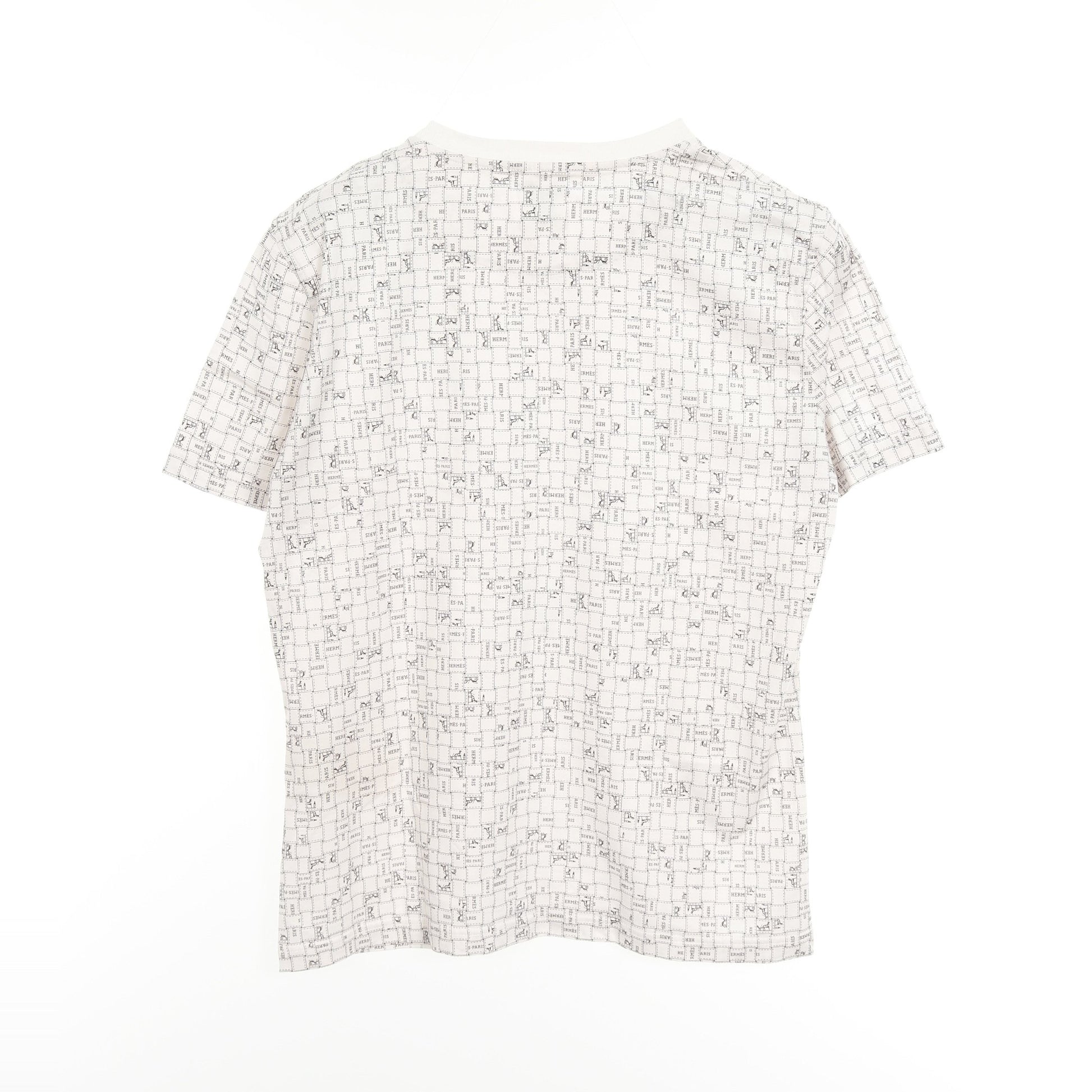 ボルデュックチェック Bolduc au Carre Tシャツ クルーネック コットン ホワイト エルメス トップス HERMES