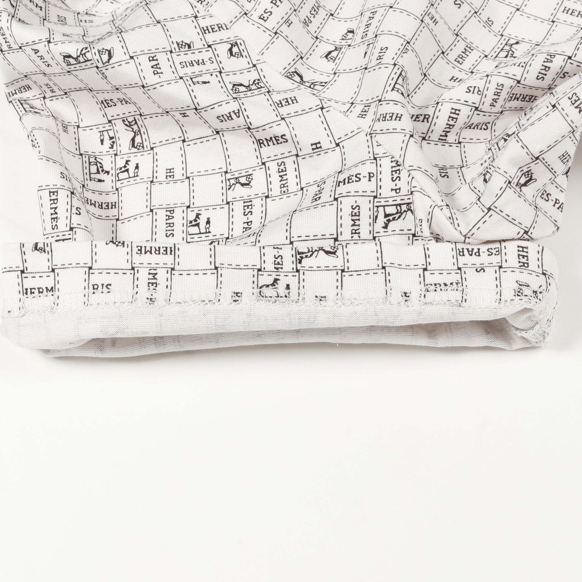 ボルデュックチェック Bolduc au Carre Tシャツ クルーネック コットン ホワイト エルメス トップス HERMES