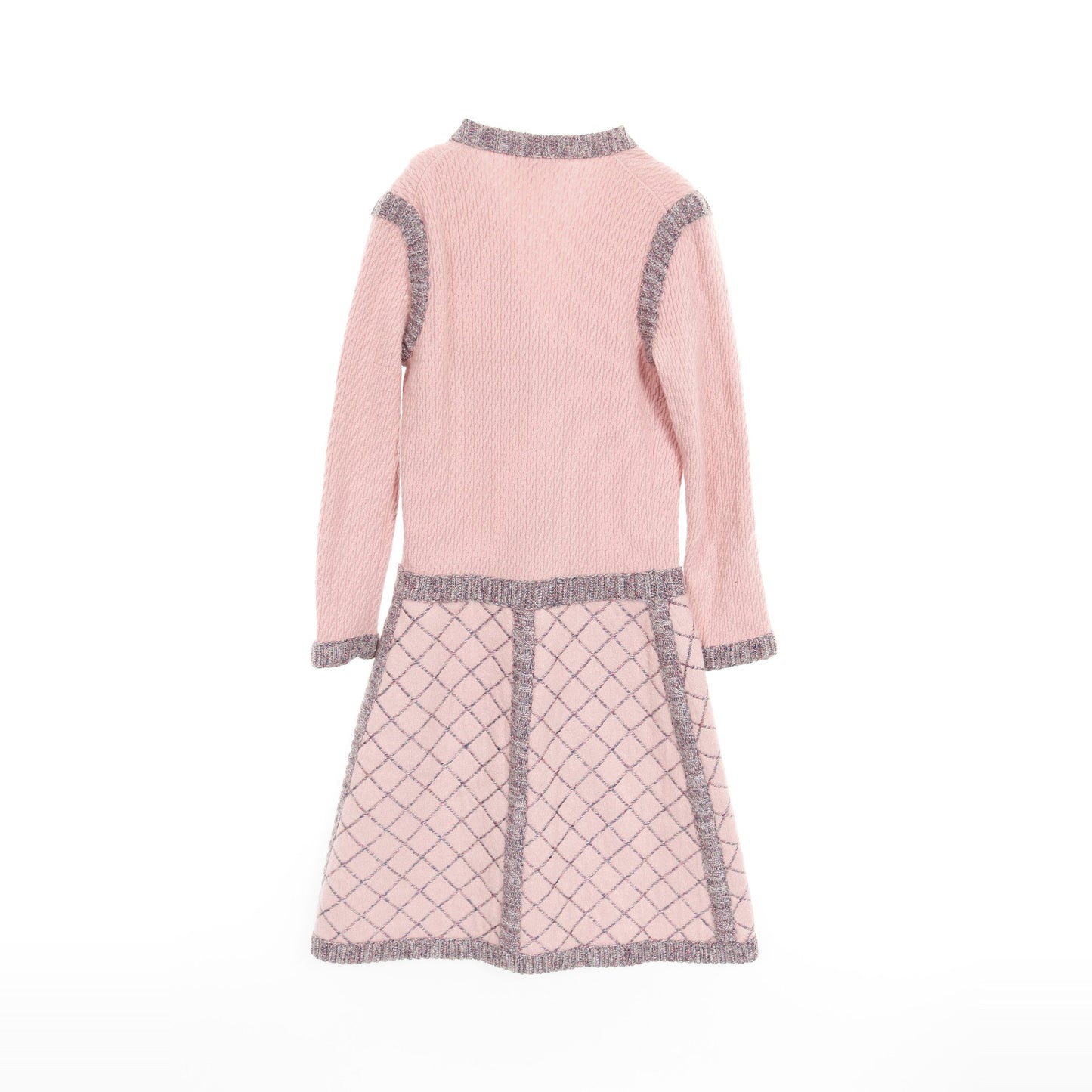カメリアボタン ニットワンピース シルク カシミヤ ピンク ブルー グレー シャネル ワンピース CHANEL
