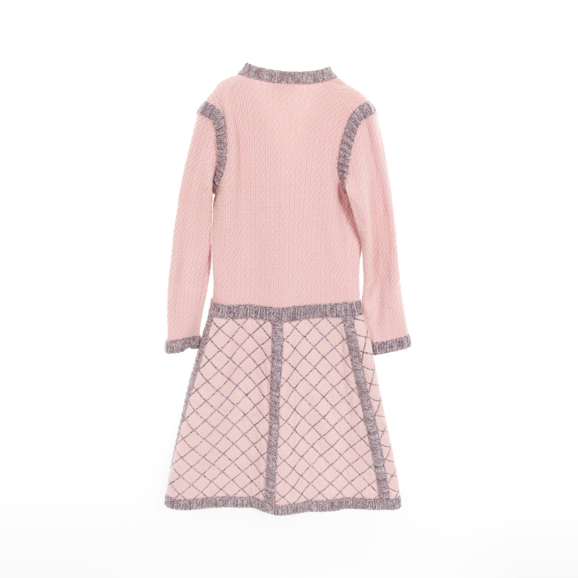 カメリアボタン ニットワンピース シルク カシミヤ ピンク ブルー グレー シャネル ワンピース CHANEL