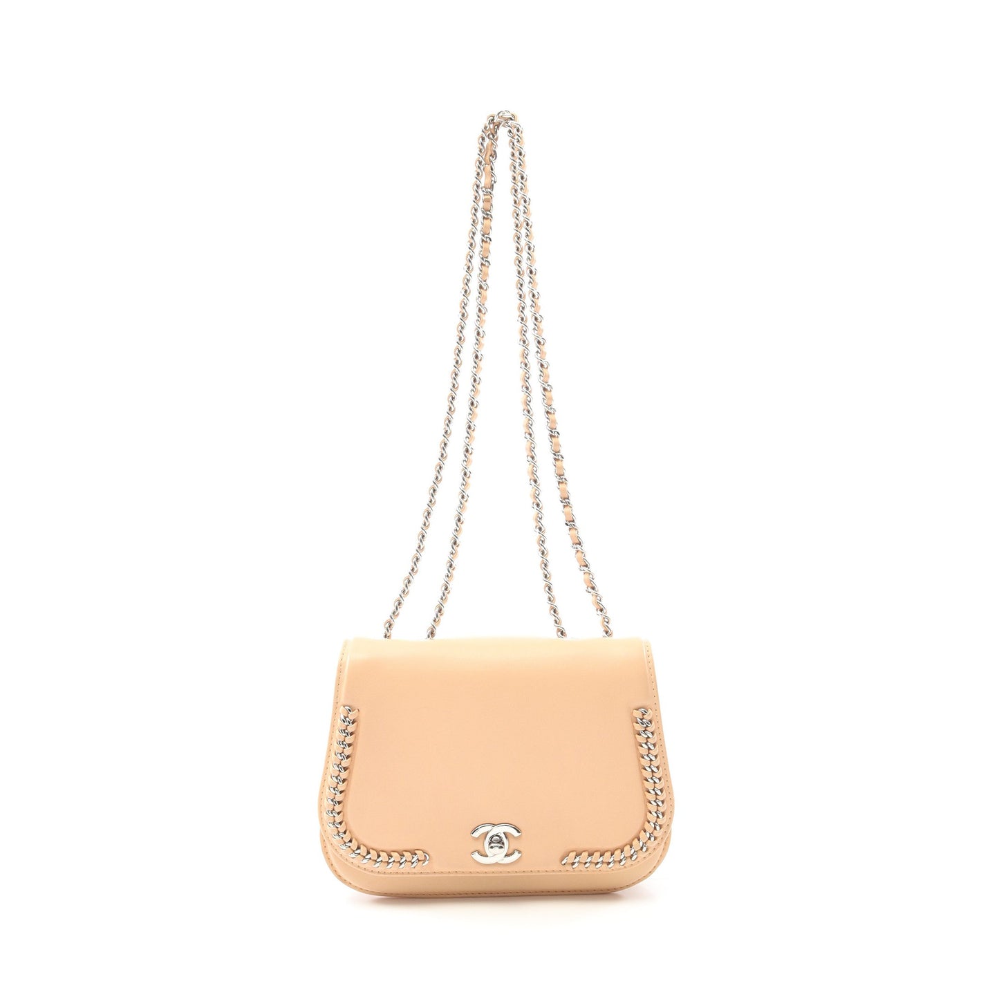 ココマーク チェーンショルダーバッグ レザー ベージュ シルバー金具 シャネル バッグ CHANEL