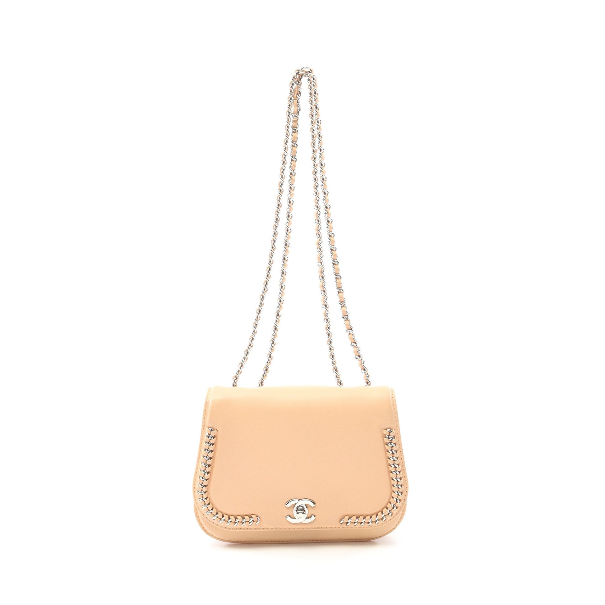 ココマーク チェーンショルダーバッグ レザー ベージュ シルバー金具 シャネル バッグ CHANEL