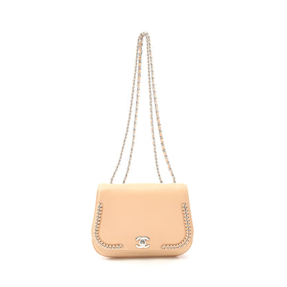 ココマーク チェーンショルダーバッグ レザー ベージュ シルバー金具 シャネル バッグ CHANEL