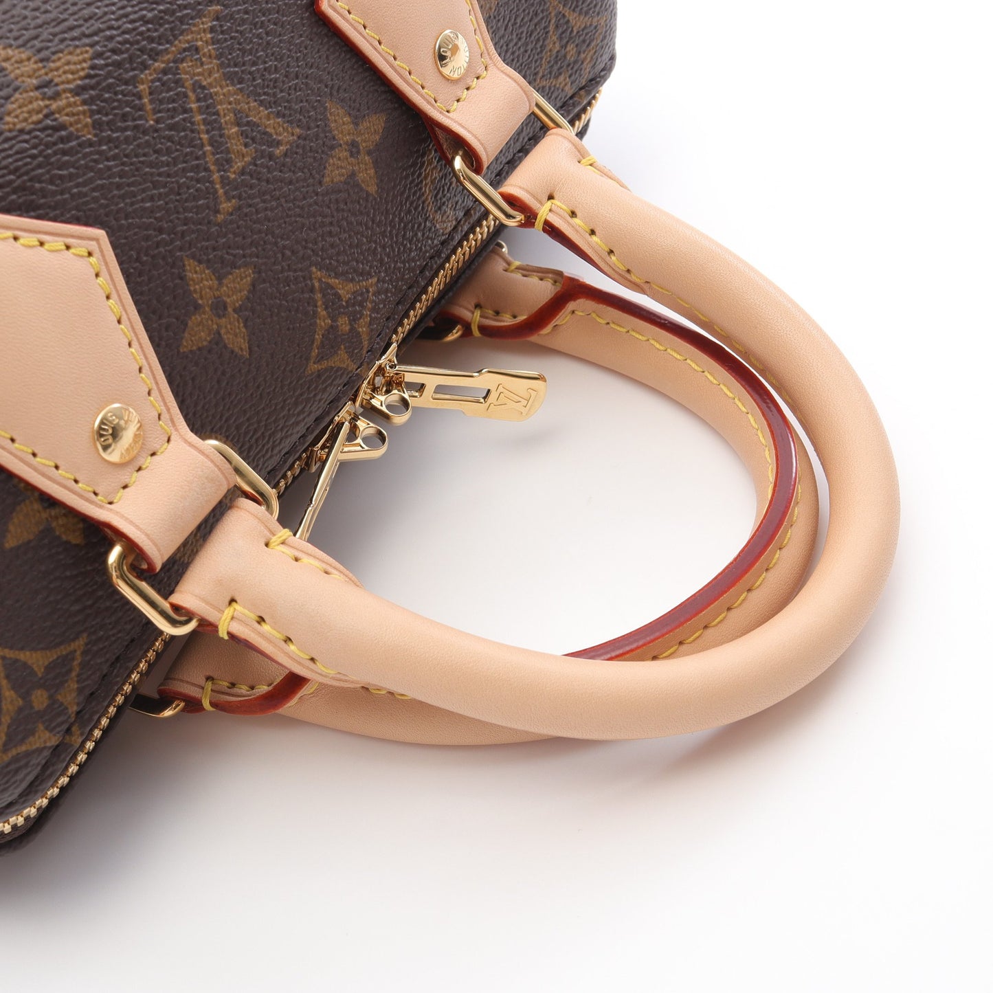 スピーディ バンドリエール 20 モノグラム ベージュ ハンドバッグ PVC レザー ブラウン 2WAY ルイヴィトン バッグ LOUIS VUITTON