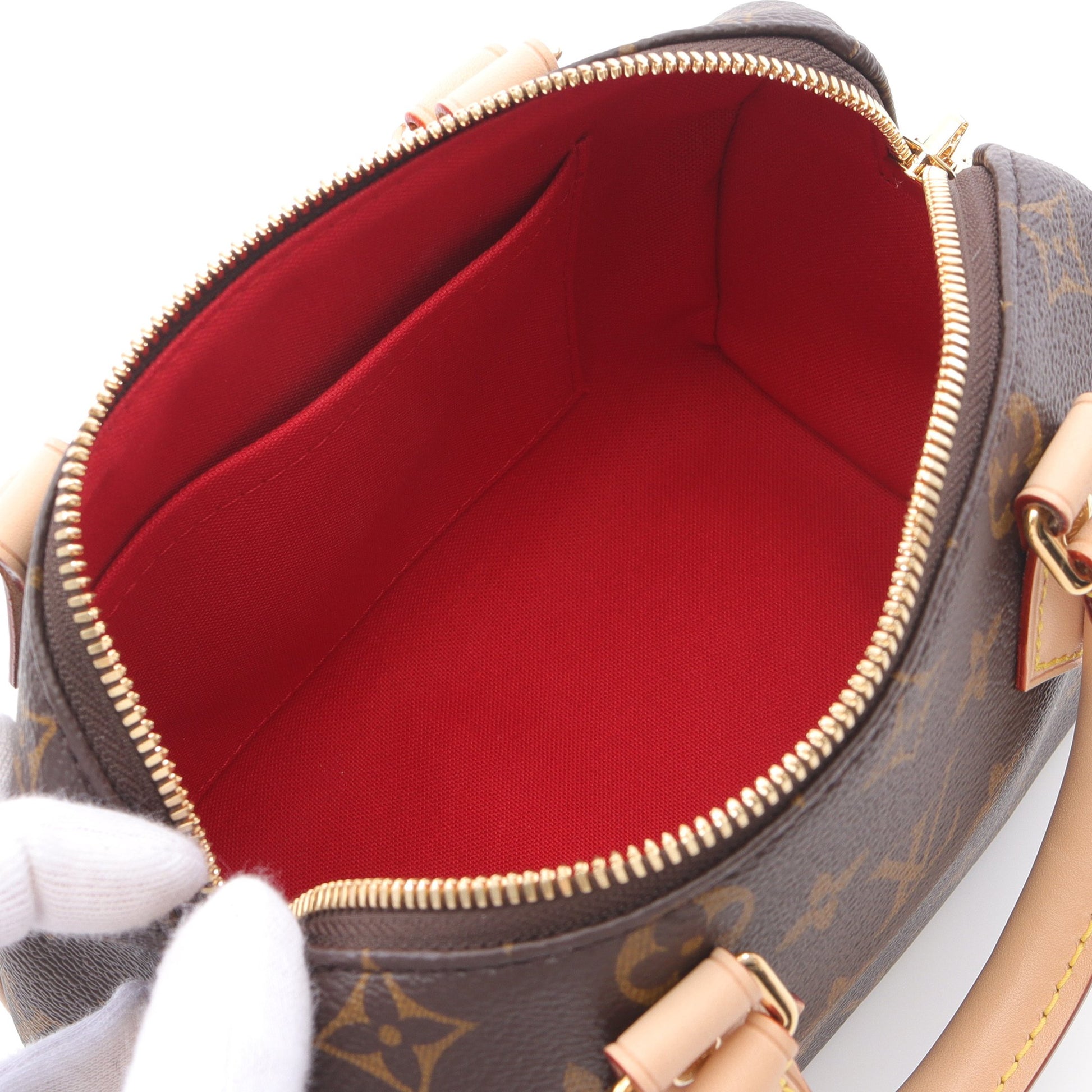 スピーディ バンドリエール 20 モノグラム ベージュ ハンドバッグ PVC レザー ブラウン 2WAY ルイヴィトン バッグ LOUIS VUITTON