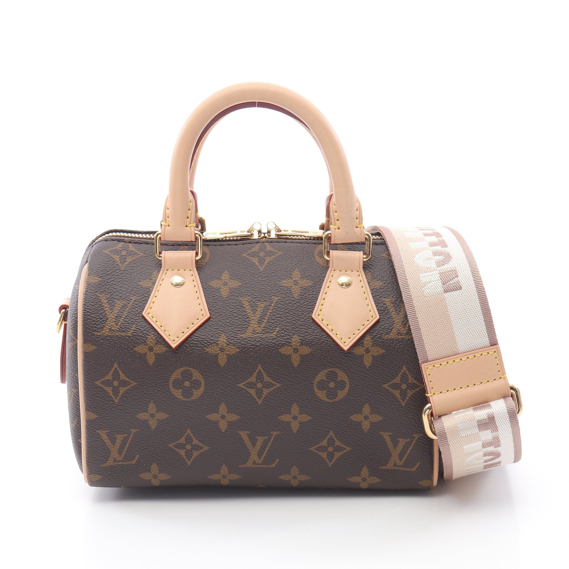 スピーディ バンドリエール 20 モノグラム ベージュ ハンドバッグ PVC レザー ブラウン 2WAY ルイヴィトン バッグ LOUIS VUITTON