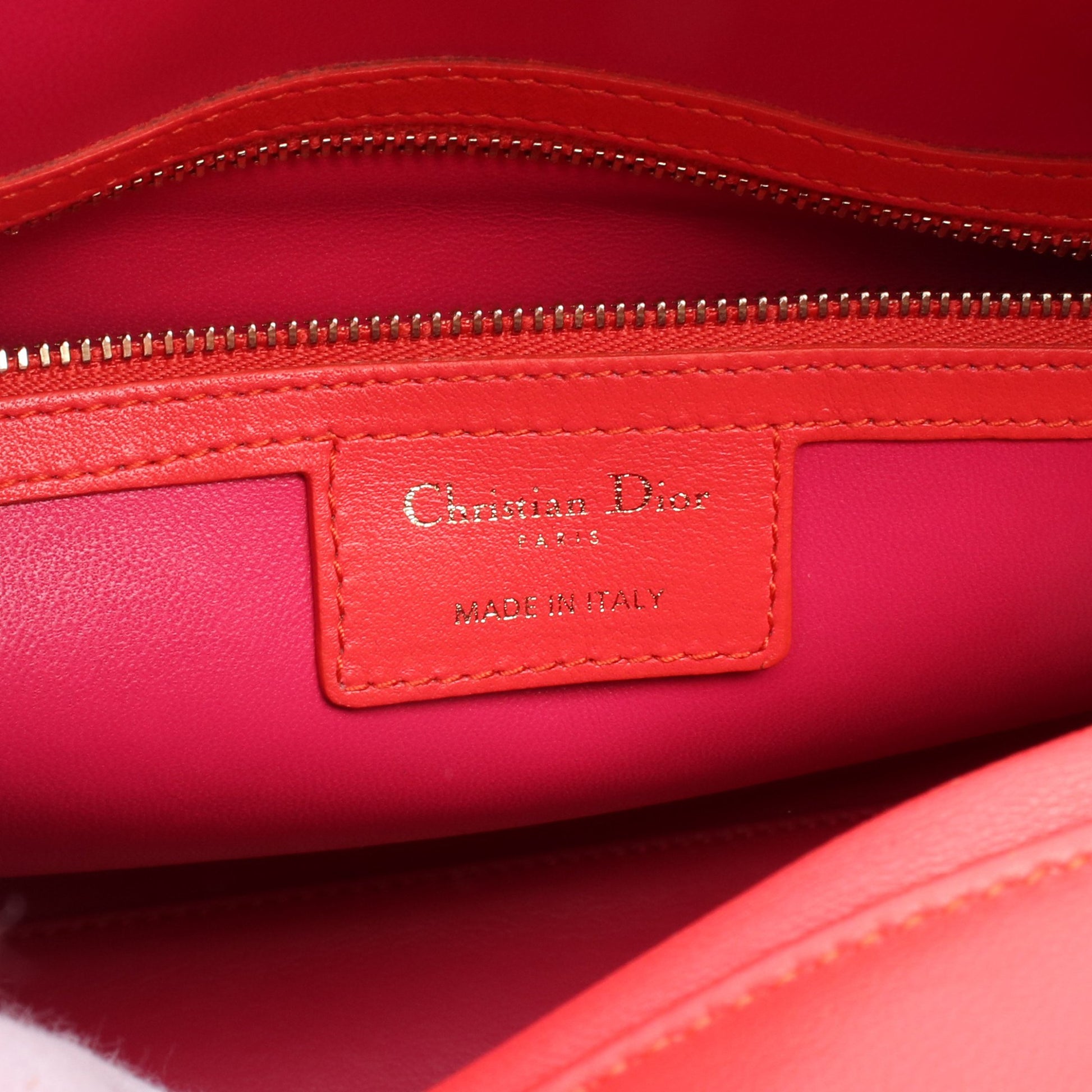 レディディオール ラージ ハンドバッグ レザー レッド ピンクパープル 2WAY クリスチャンディオール バッグ Christian Dior