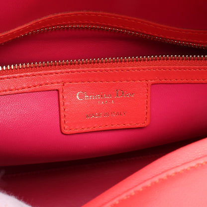 レディディオール ラージ ハンドバッグ レザー レッド ピンクパープル 2WAY クリスチャンディオール バッグ Christian Dior