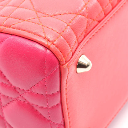 レディディオール ラージ ハンドバッグ レザー レッド ピンクパープル 2WAY クリスチャンディオール バッグ Christian Dior