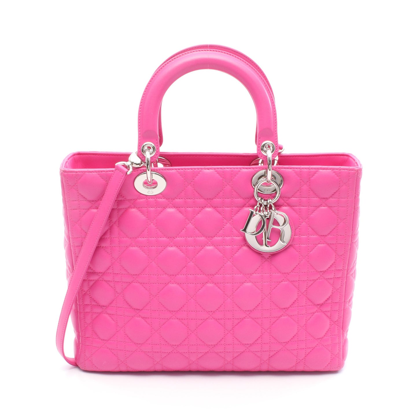 レディディオール ラージ ハンドバッグ レザー ピンク 2WAY クリスチャンディオール バッグ Christian Dior