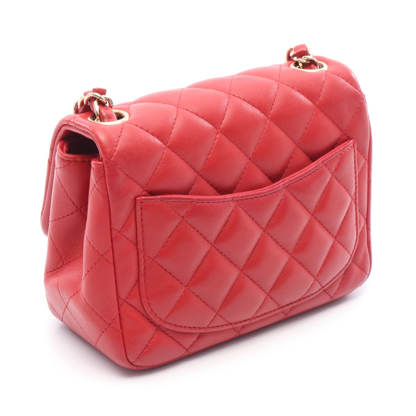 ミニマトラッセ チェーンショルダーバッグ レザー レッド ゴールド金具 シャネル バッグ CHANEL