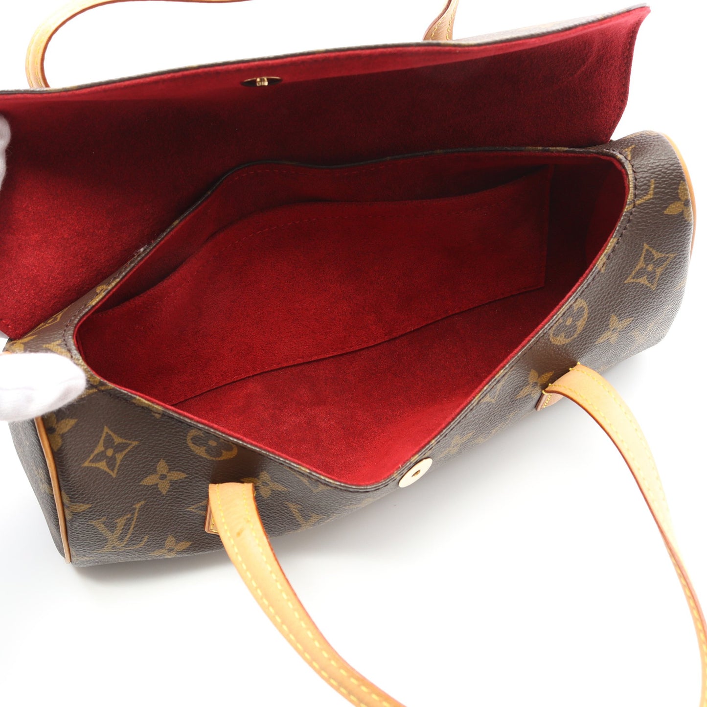 ソナチネ モノグラム ハンドバッグ PVC レザー ブラウン ルイヴィトン バッグ LOUIS VUITTON