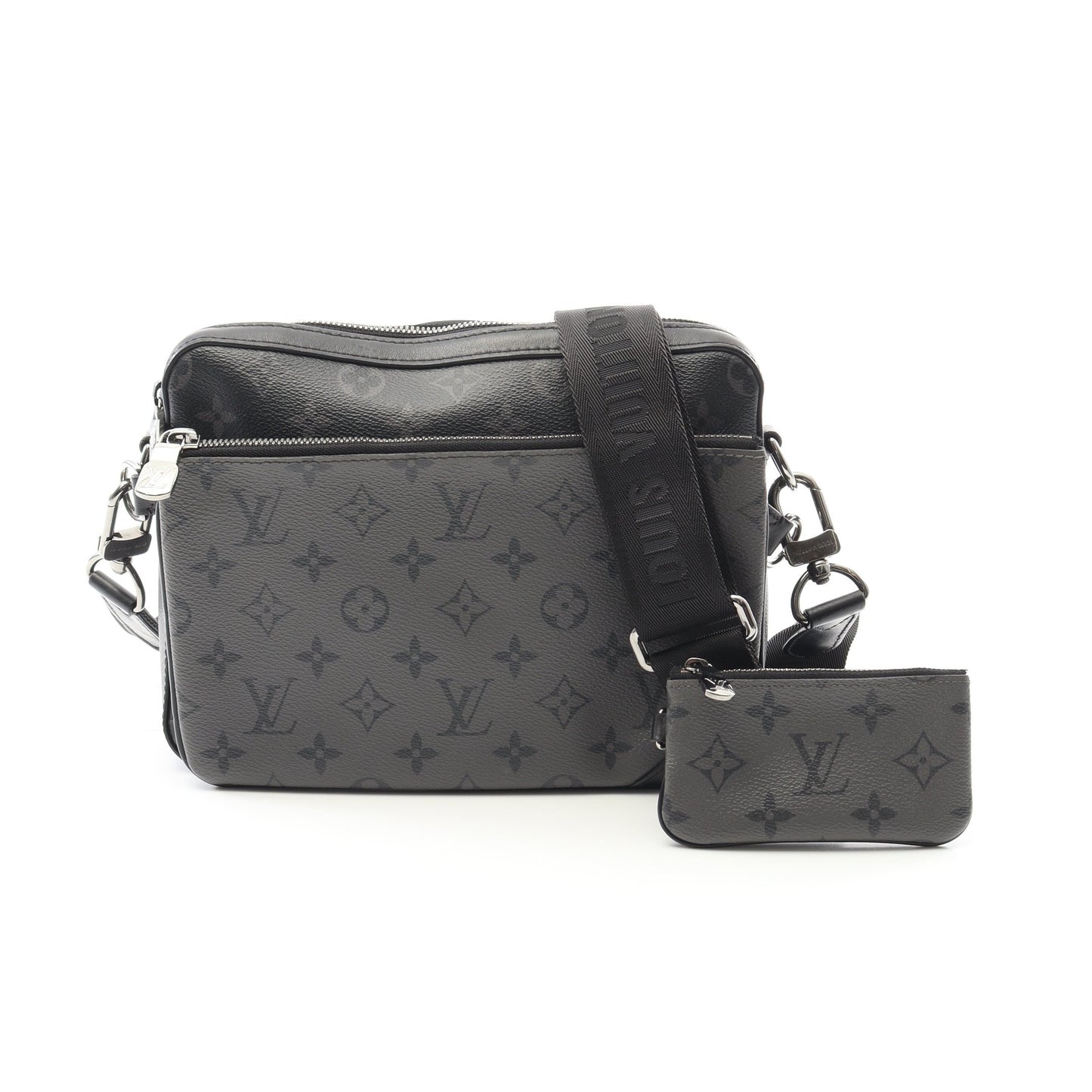 トリオ メッセンジャー モノグラム エクリプス ショルダーバッグ PVC レザー ブラック グレー ルイヴィトン バッグ LOUIS VUITTON