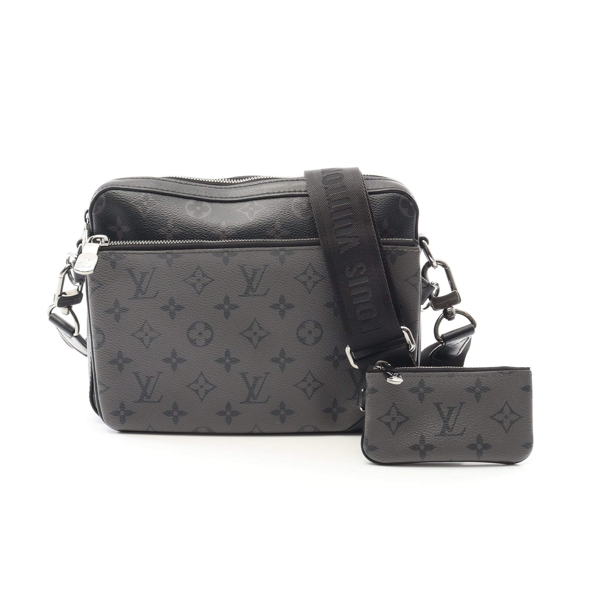 トリオ メッセンジャー モノグラム エクリプス ショルダーバッグ PVC レザー ブラック グレー ルイヴィトン バッグ LOUIS VUITTON