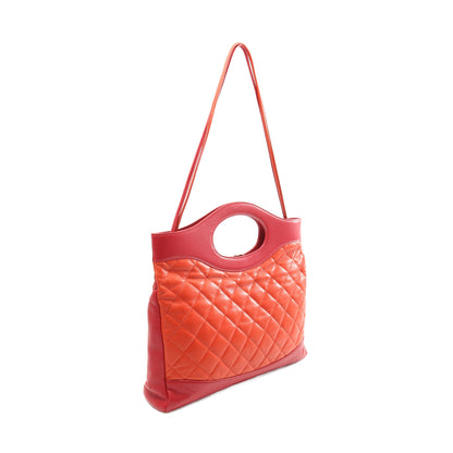 シャネル31 マトラッセ ショルダーバッグ レザー レッド オレンジ ゴールド金具 2WAY シャネル バッグ CHANEL