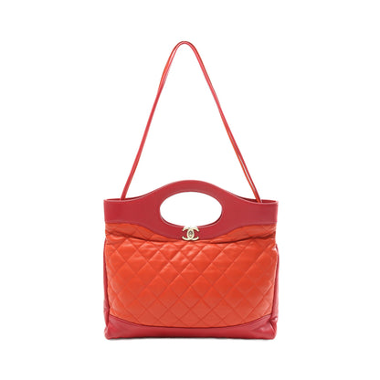 シャネル31 マトラッセ ショルダーバッグ レザー レッド オレンジ ゴールド金具 2WAY シャネル バッグ CHANEL
