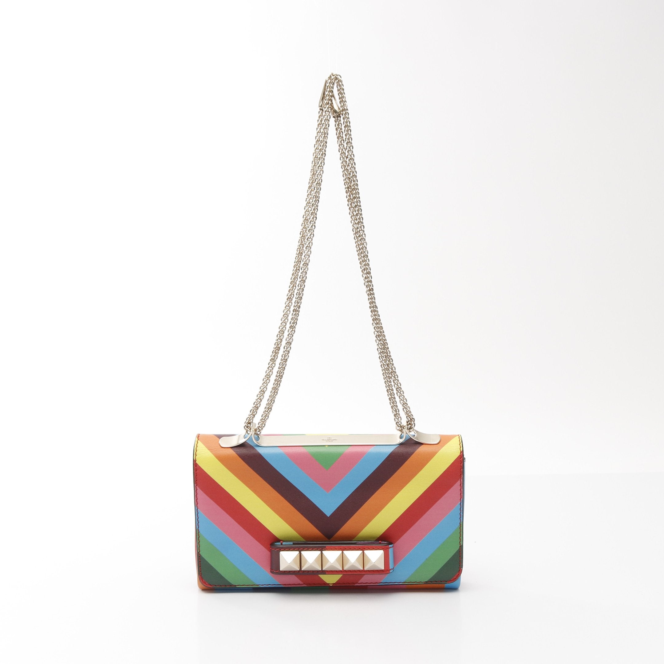 ロックスタッズ Wチェーンショルダーバッグ レザー マルチカラー