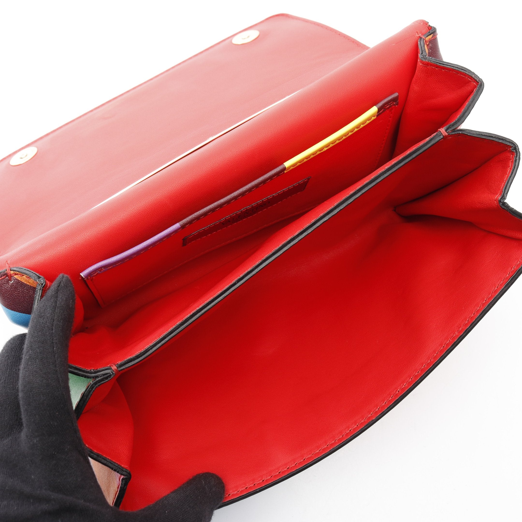 ロックスタッズ Wチェーンショルダーバッグ レザー マルチカラー