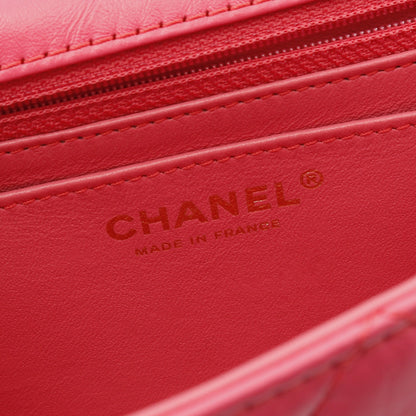 2.55 Wチェーンショルダーバッグ エイジドカーフスキン ピンク ゴールド金具 シャネル バッグ CHANEL