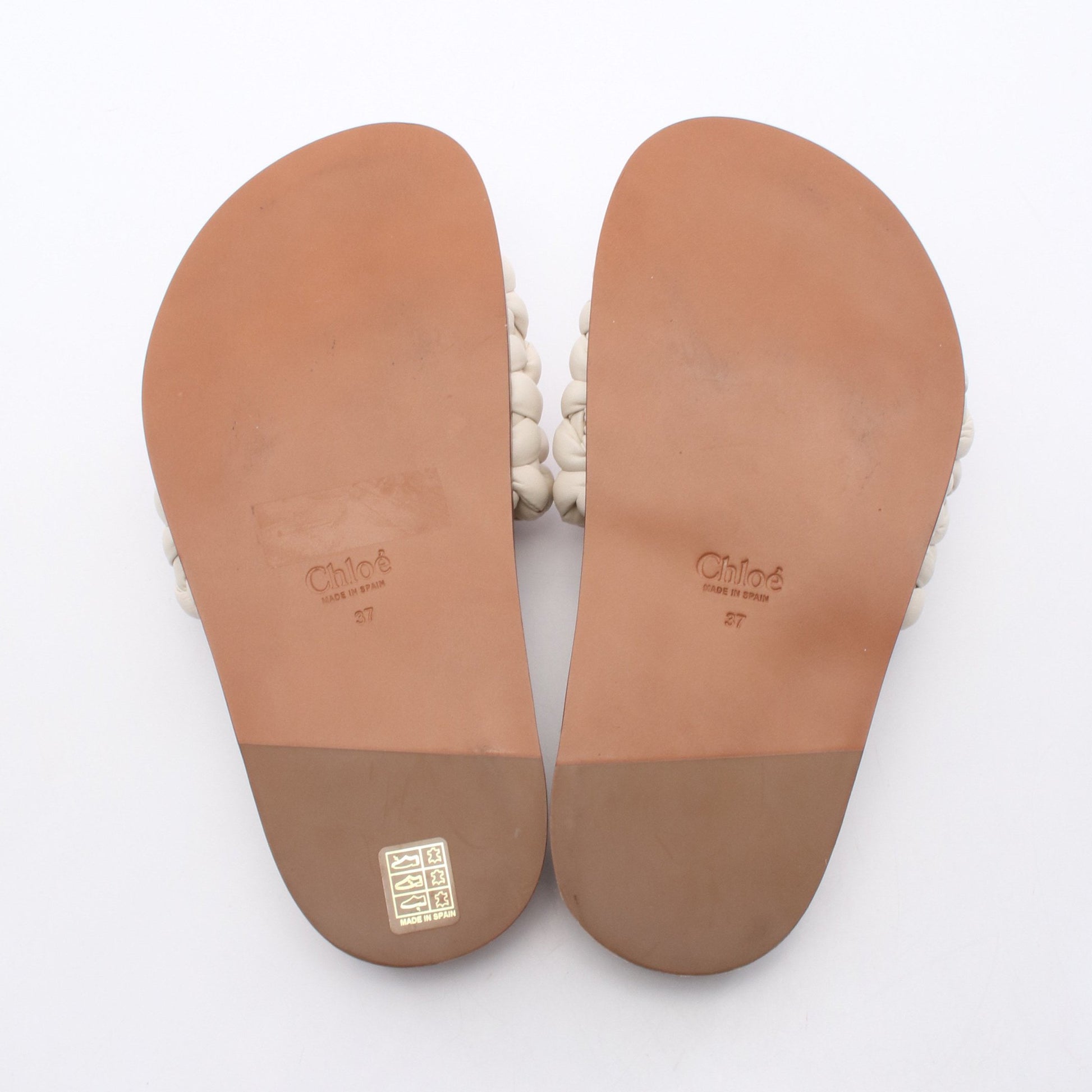 編み込み スライドサンダル レザー アイボリー クロエ – RECLO 