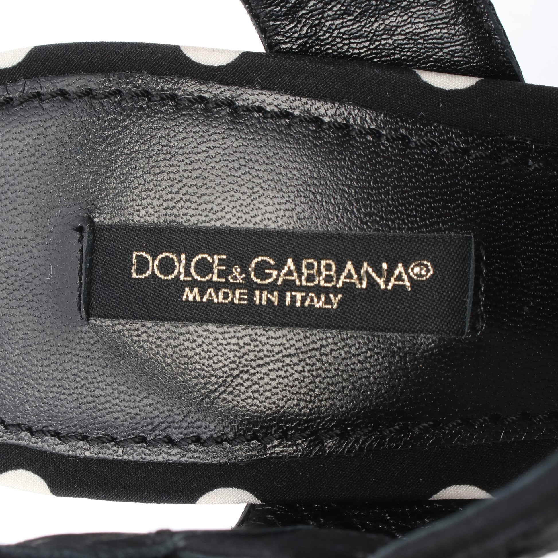サンダル ドット サテン ブラック ウェッジソール ドルチェアンドガッバーナ シューズ DOLCE&GABBANA