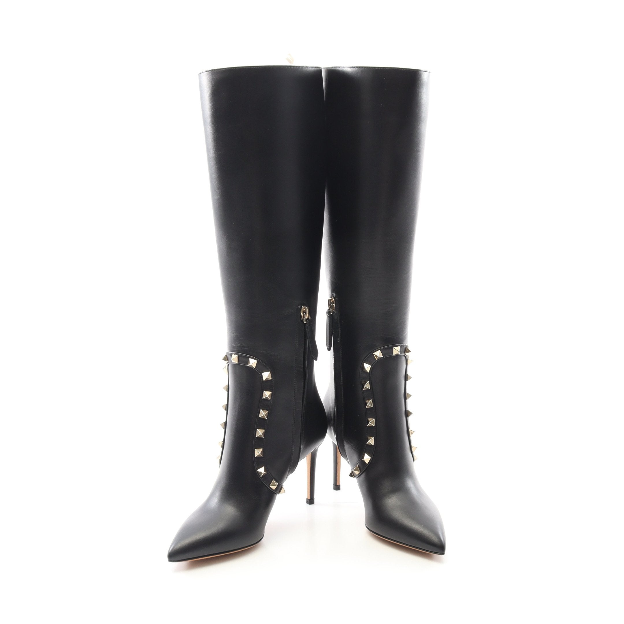 ロックスタッズ ブーツ レザー ブラック ヴァレンティノガラヴァーニ