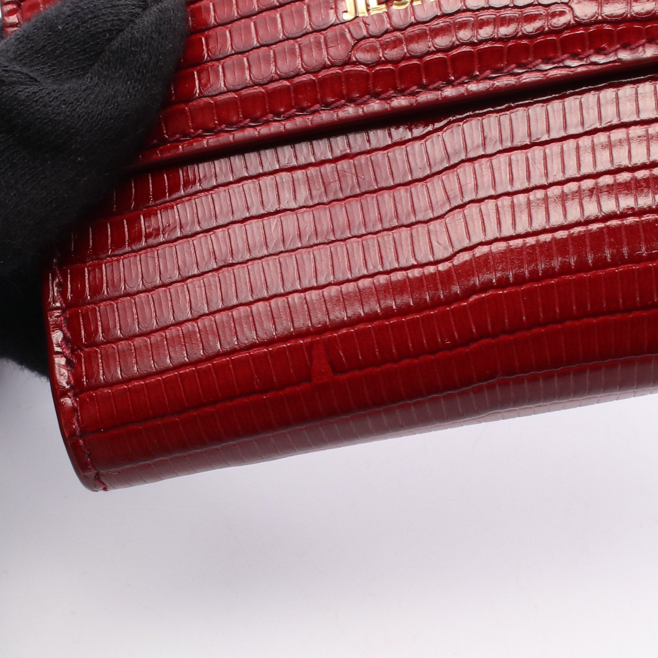 BABY WALLET 三つ折り財布 コンパクトウォレット 型押し レザー レッド