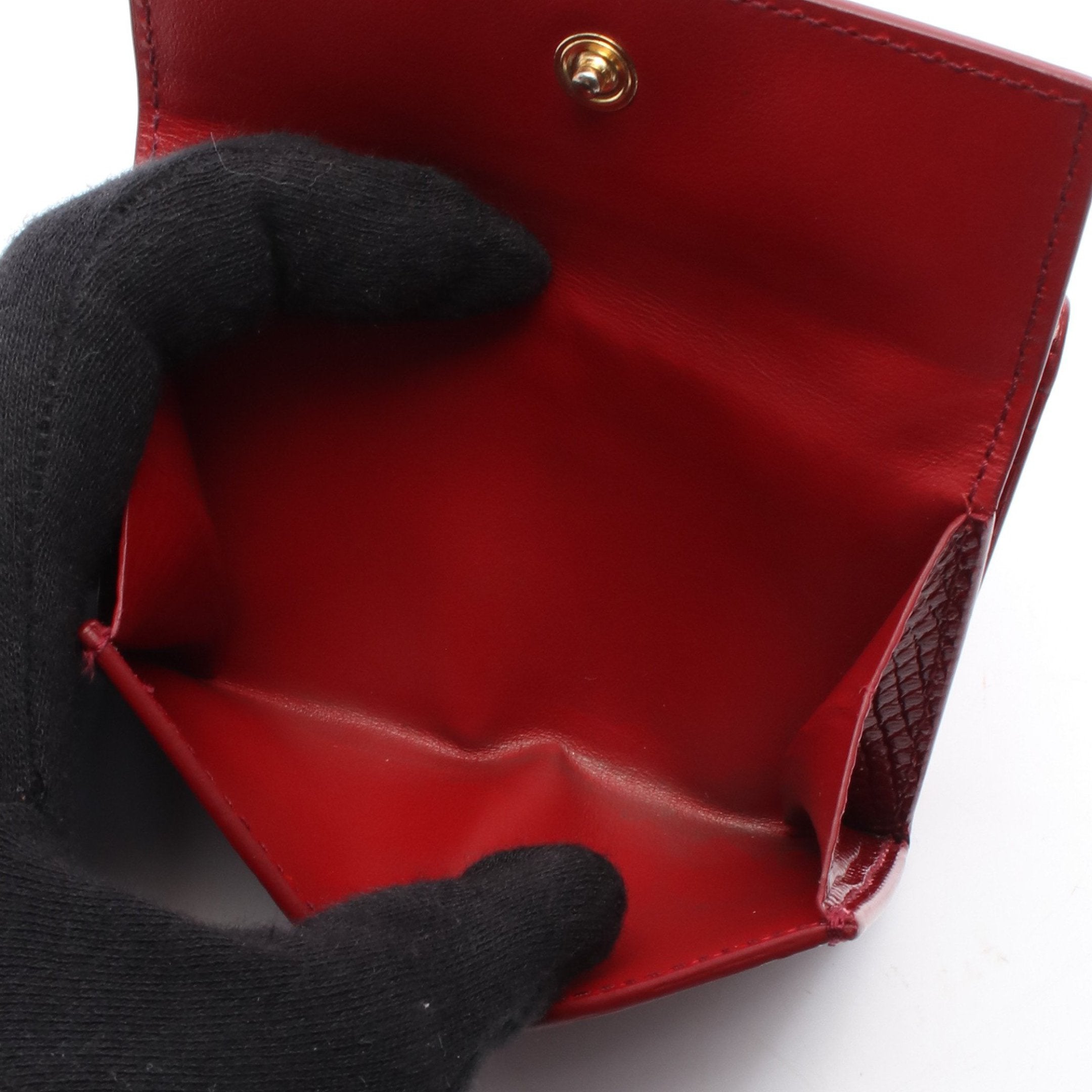 BABY WALLET 三つ折り財布 コンパクトウォレット 型押し レザー レッド