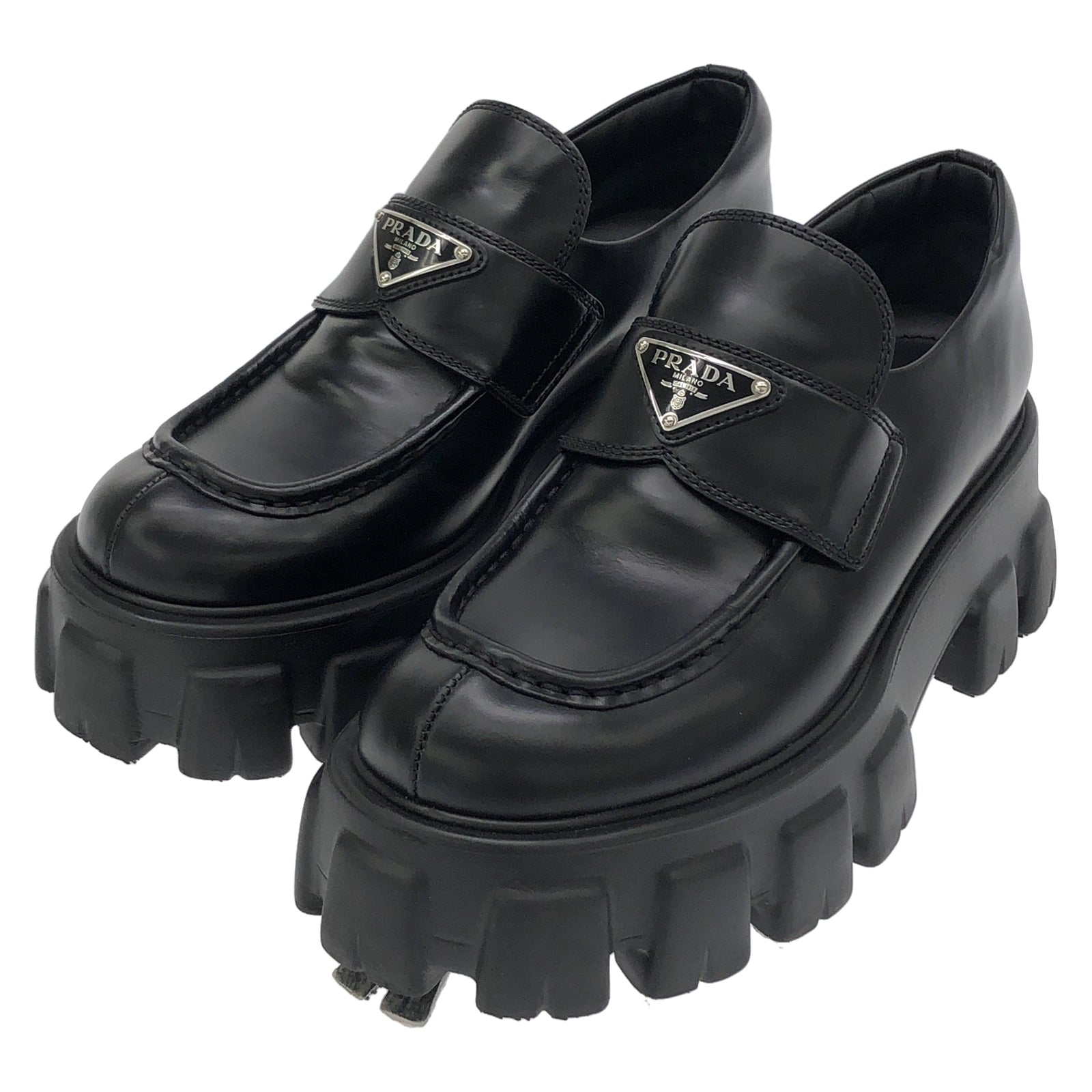 くつ ローファー レザー ブラック プラダ シューズ PRADA