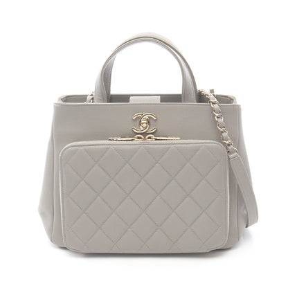 ビジネスアフィニティ マトラッセ チェーンショルダーバッグ キャビアスキン グレー ゴールド金具 2WAY シャネル バッグ CHANEL