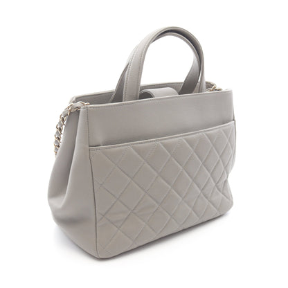 ビジネスアフィニティ マトラッセ チェーンショルダーバッグ キャビアスキン グレー ゴールド金具 2WAY シャネル バッグ CHANEL