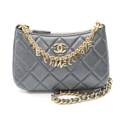 マトラッセ チェーンショルダーバッグ レザー グレー ゴールド金具 シャネル バッグ CHANEL