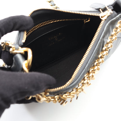 マトラッセ チェーンショルダーバッグ レザー グレー ゴールド金具 シャネル バッグ CHANEL