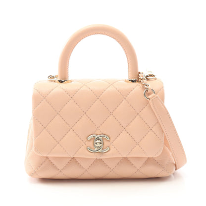 ココハンドルXXS トップハンドル ハンドバッグ キャビアスキン ピンクベージュ ゴールド金具 2WAY シャネル バッグ CHANEL