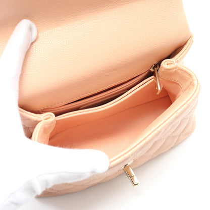 ココハンドルXXS トップハンドル ハンドバッグ キャビアスキン ピンクベージュ ゴールド金具 2WAY シャネル バッグ CHANEL
