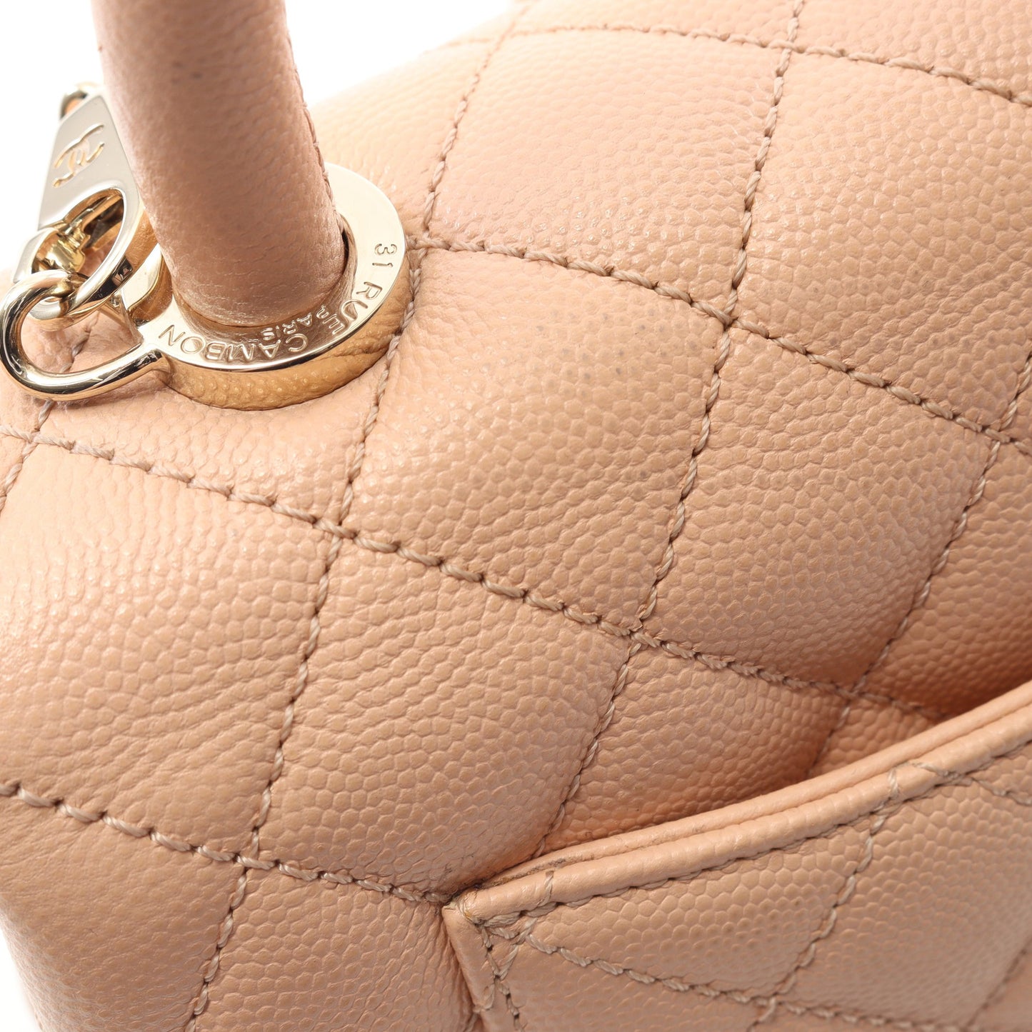 ココハンドルXXS トップハンドル ハンドバッグ キャビアスキン ピンクベージュ ゴールド金具 2WAY シャネル バッグ CHANEL