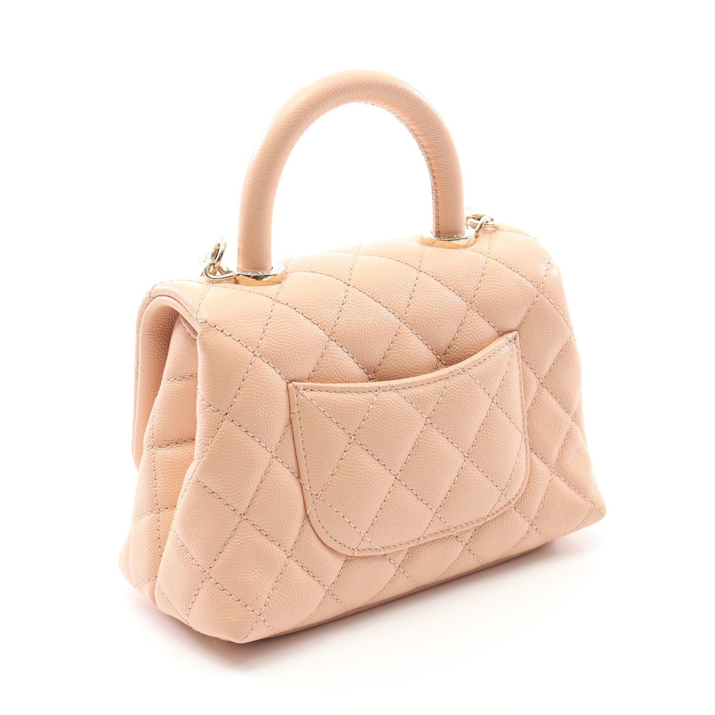 ココハンドルXXS トップハンドル ハンドバッグ キャビアスキン ピンクベージュ ゴールド金具 2WAY シャネル バッグ CHANEL